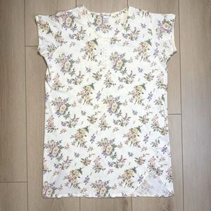 VTG Charter Club Floral Nightgown Women M Hong Kong Lace Trim Cotton 90s Cottage